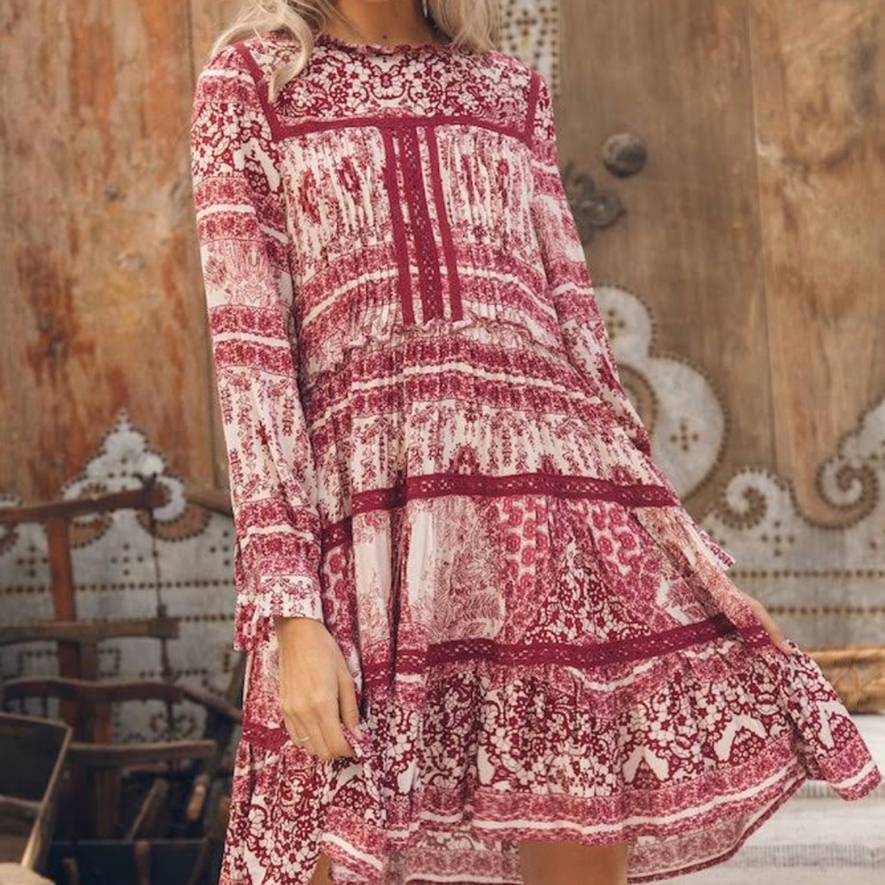 JAASE Fey Boho Mini Dress In Rhapsody Size XS - Picture 2 of 12